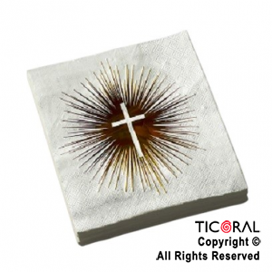 SERVILLETA COMUNION CRUZ STAMPING ORO GM X 20